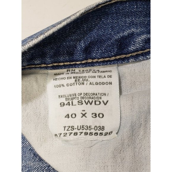 Vintage Wrangler Mens Carpenter Jeans Distressed Denim Blue Med Wash Size 40x30 - Picture 6 of 10